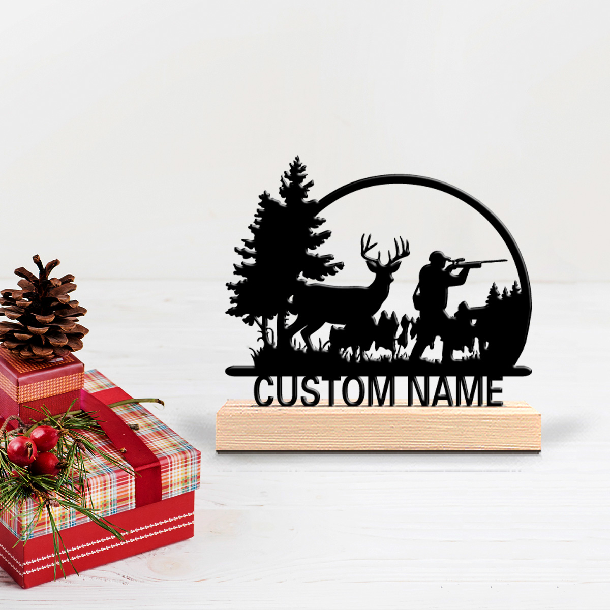 Hunting Outdoor Christmas Decorations - Estatua Metálica Personalizada de Cazadores y