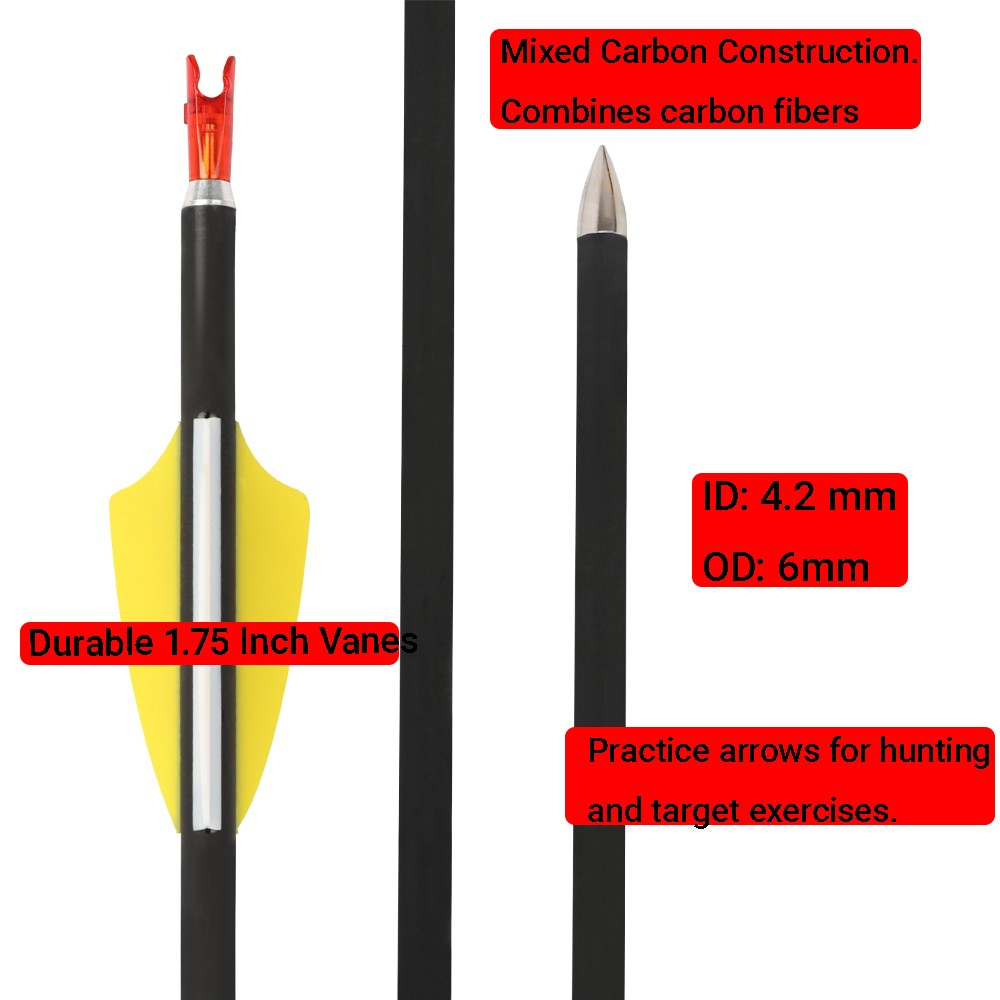 Flechas Mixtas de Carbono, 12  - Arrow Carbon Shaft reseña y precio