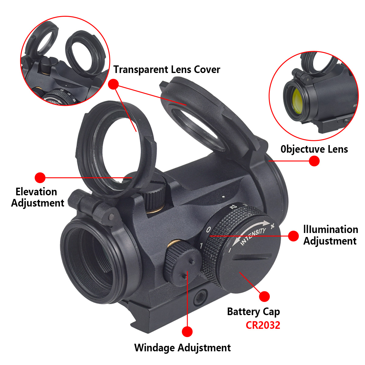 Mira táctica de punto rojo 2 M - Outdoor Hunting Rifle reseña y precio